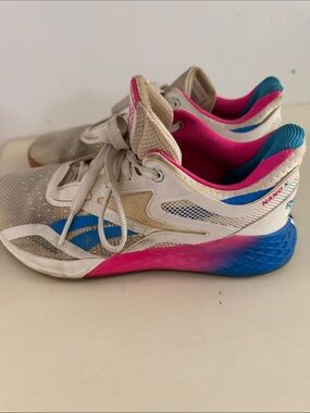Reebok nano x White Athletic Sneakers with Pink & Blue Highlights
